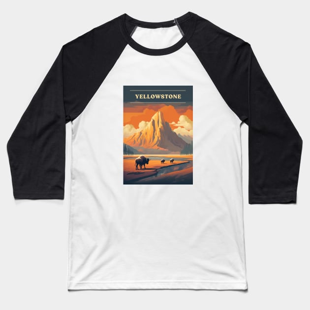 Yellowstone Baseball T-Shirt by Retro Travel Design